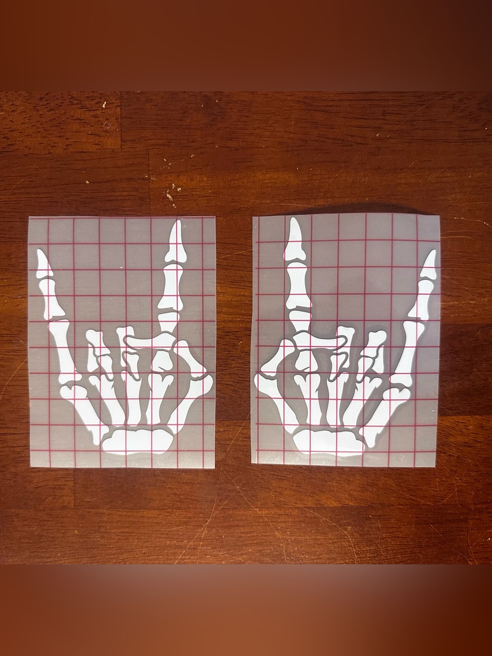 Skeleton Hand Rock on- Vinyl Decals - White